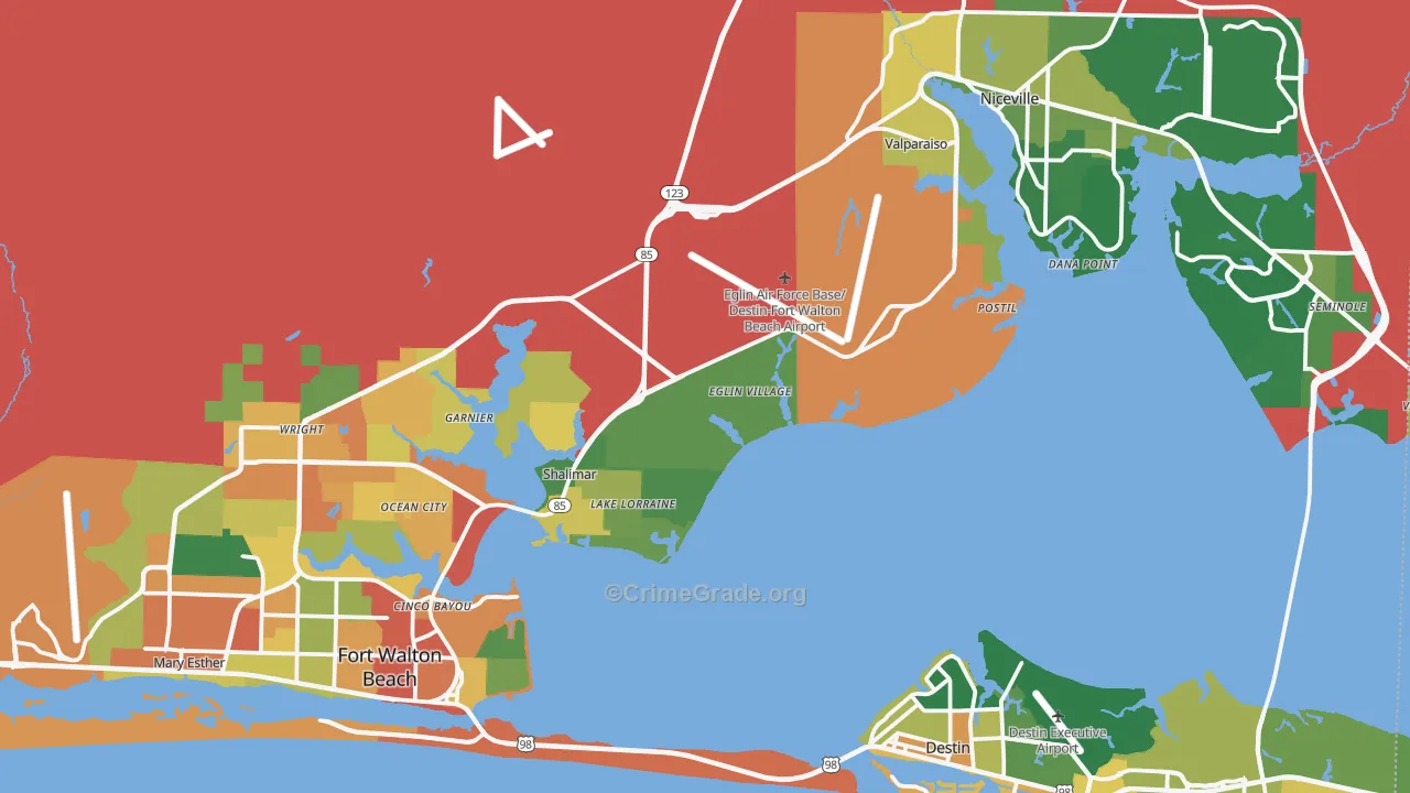 Eglin Afb, FL Map of Burglary Rates