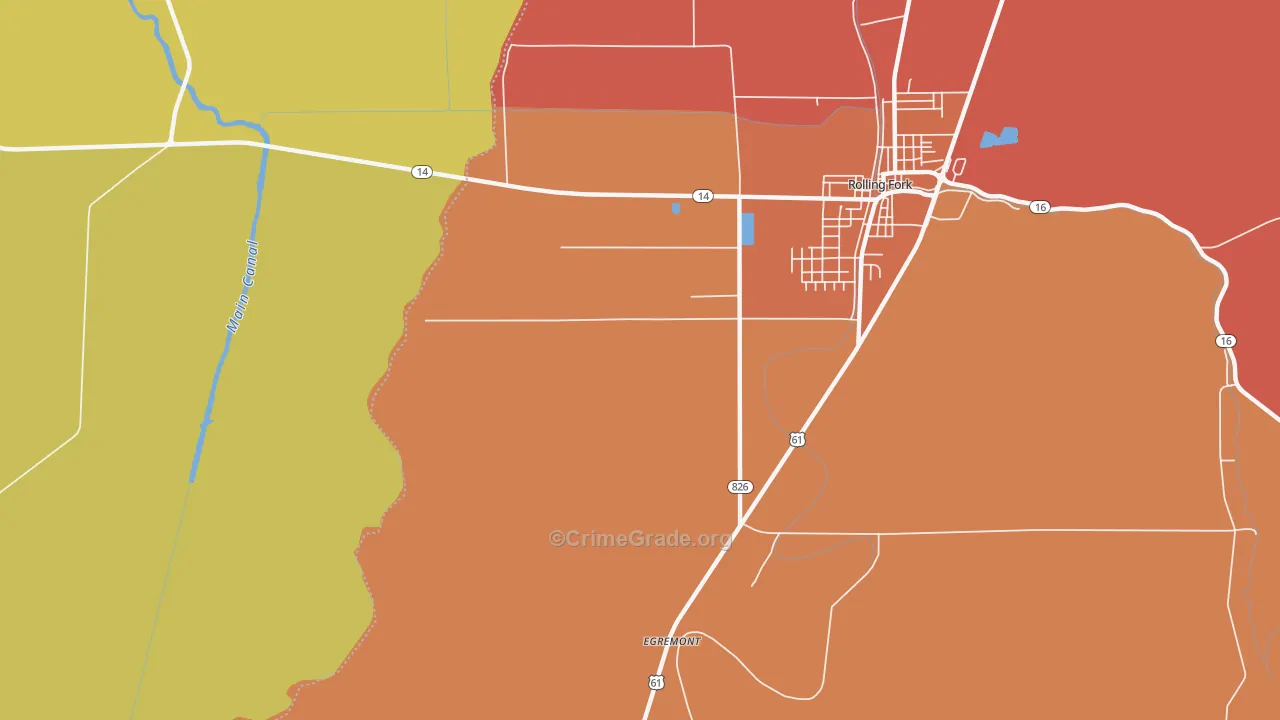 Egremont, MS Map of Burglary Rates
