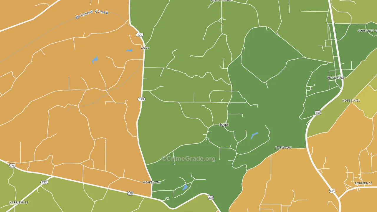 Egypt, AL Map of Burglary Rates