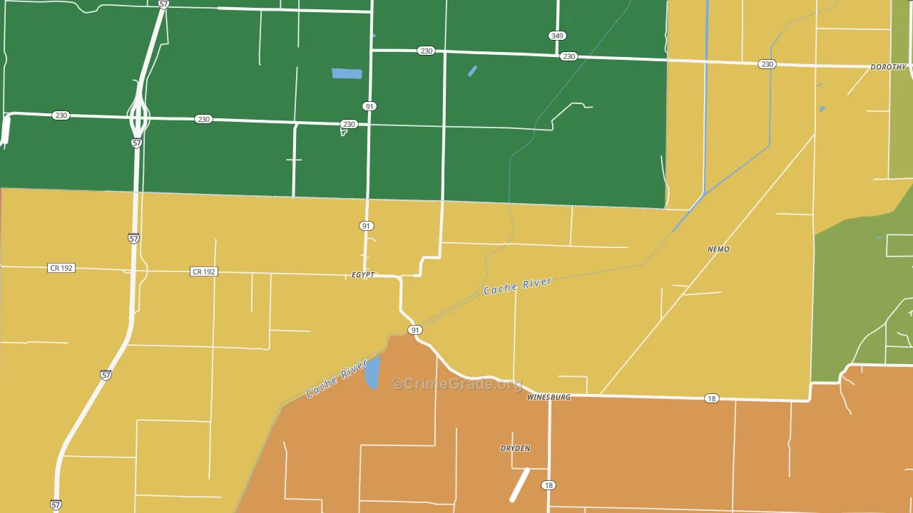 Egypt, AR Map of Burglary Rates