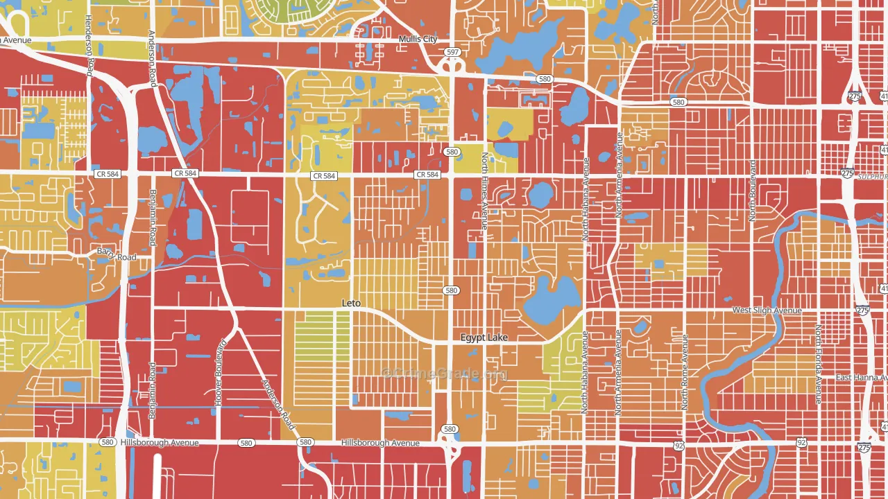 Egypt Lake-Leto, FL Map of Burglary Rates