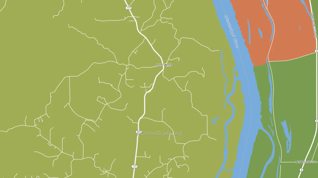 Egypt Mills, MO Map of Burglary Rates