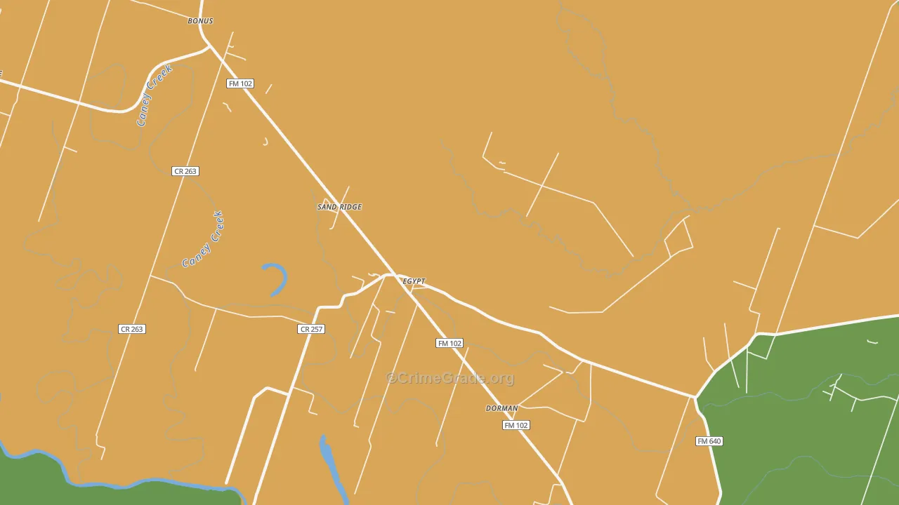 Egypt, TX Map of Burglary Rates
