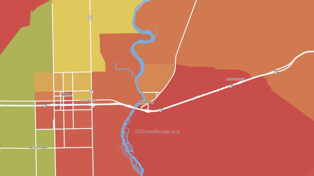 Ehrenberg, AZ Map of Burglary Rates