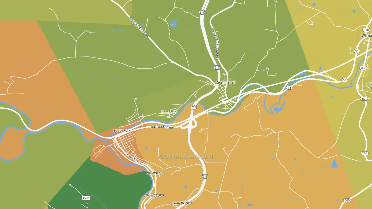 Ehrenfeld, PA Map of Burglary Rates