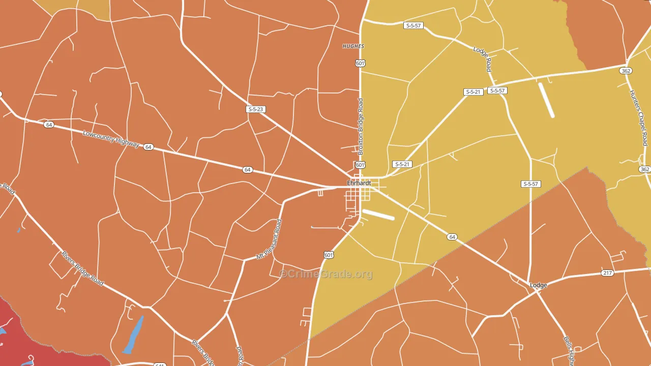 Ehrhardt, SC Map of Burglary Rates
