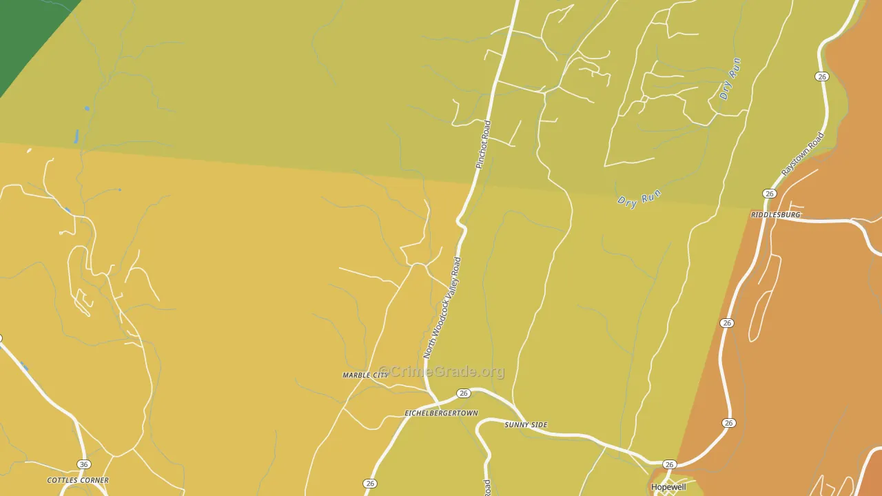 Eichelbergertown, PA Map of Burglary Rates