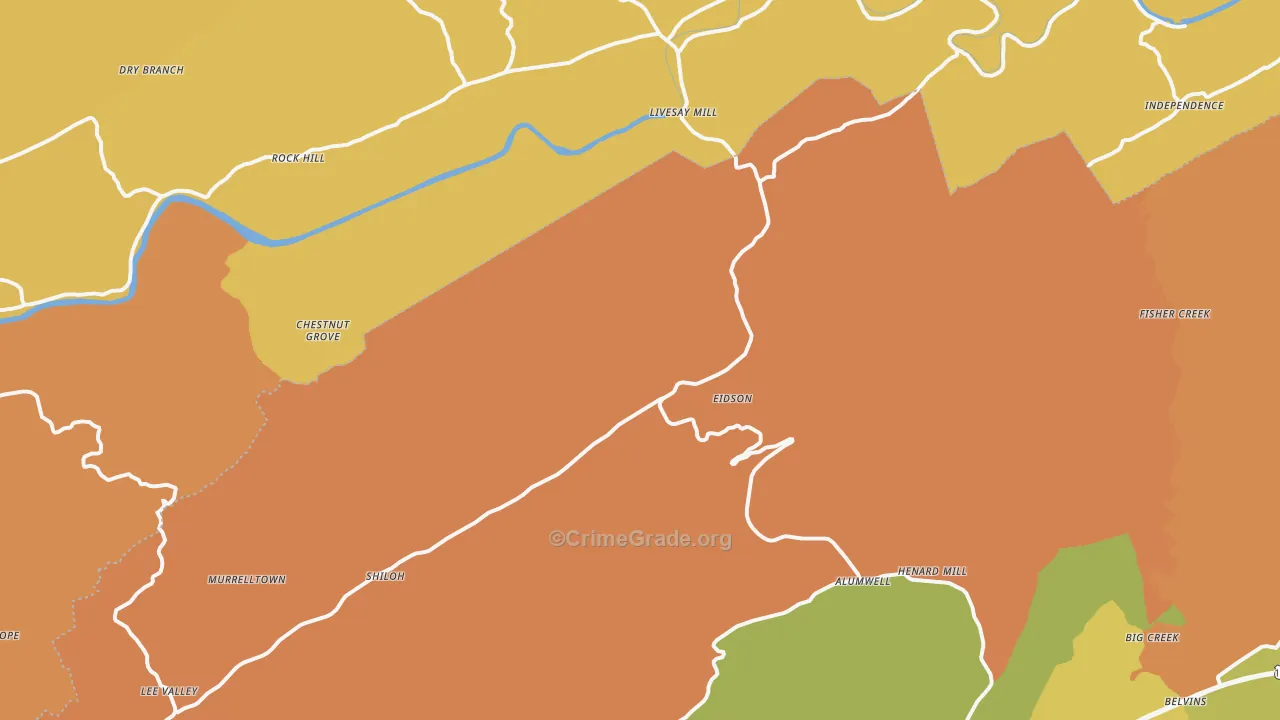 Eidson, TN Map of Burglary Rates