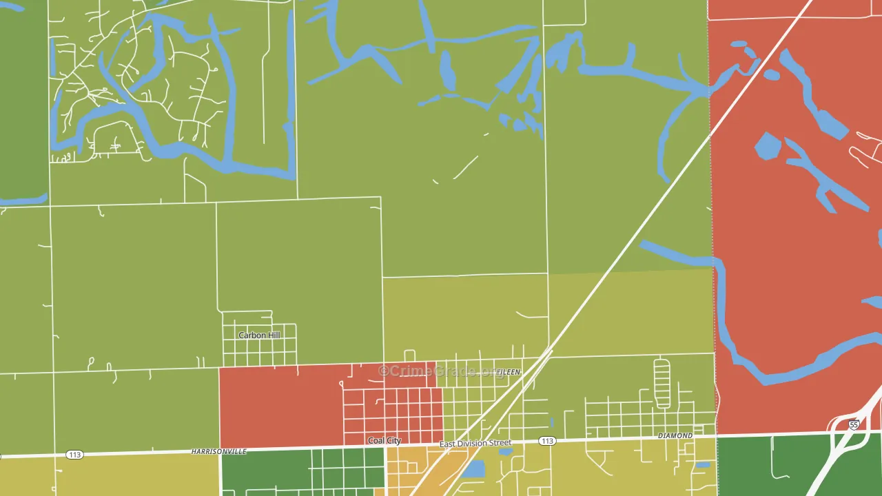 Eileen, IL Map of Burglary Rates
