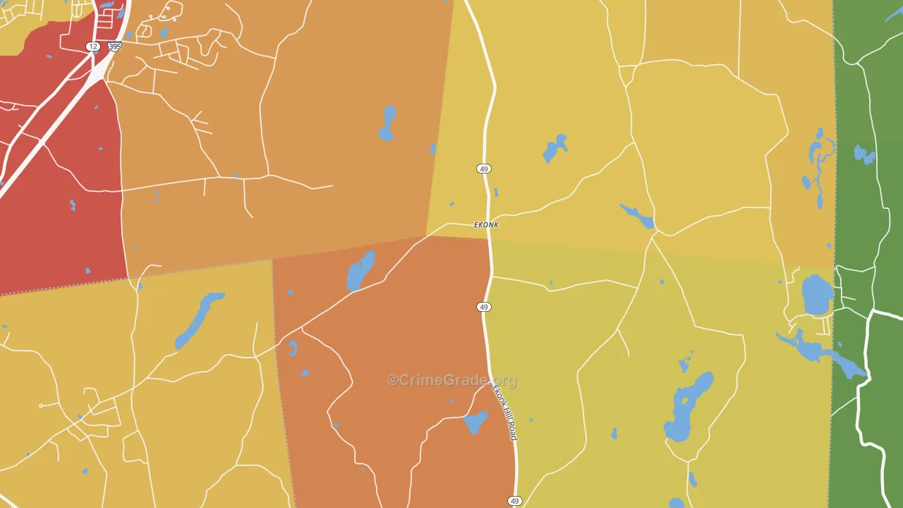 Ekonk, CT Map of Burglary Rates