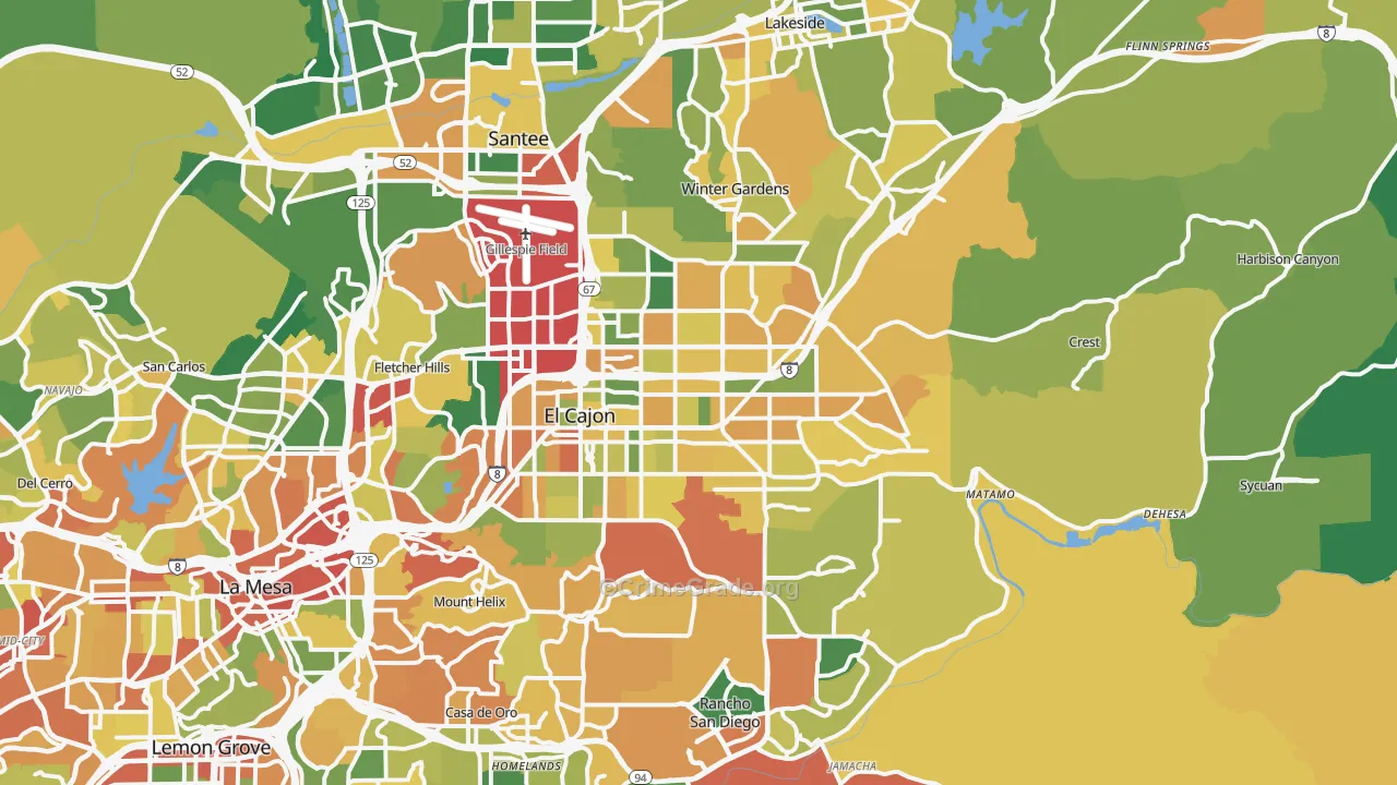 El Cajon, CA Map of Burglary Rates