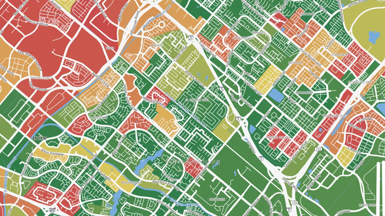 El Camino Real, Irvine, CA Map of Burglary Rates