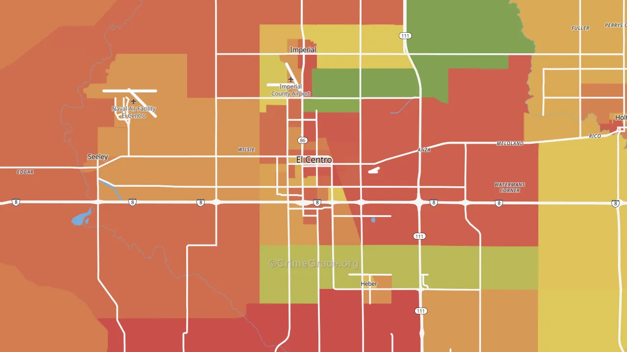 El Centro, CA Map of Burglary Rates