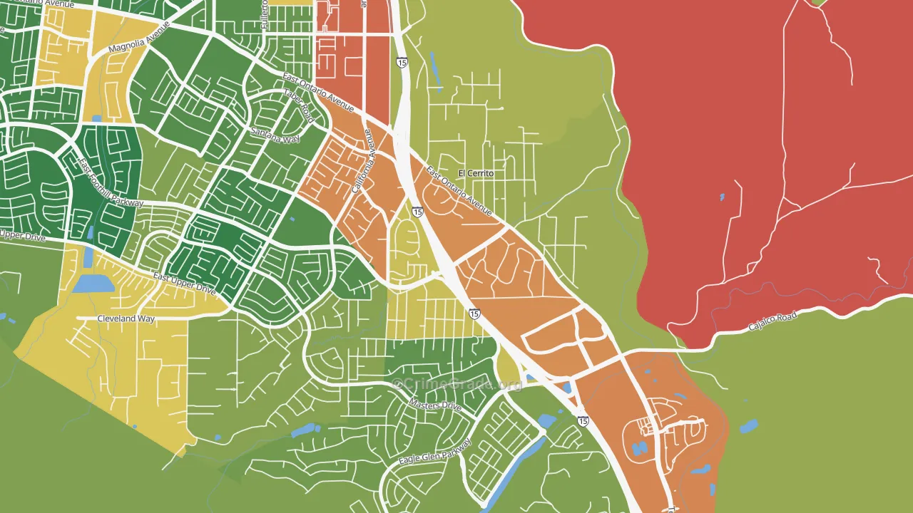 El Cerrito, Corona, CA Map of Burglary Rates