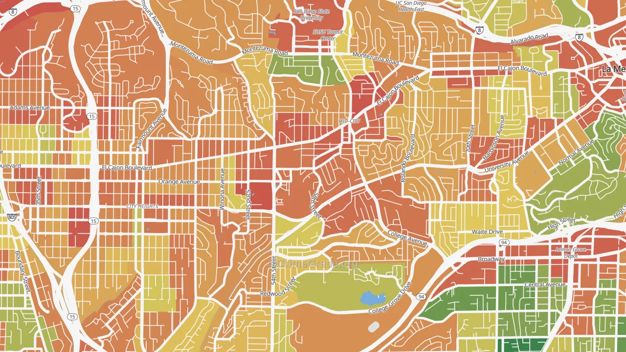 El Cerritos, San Diego, CA Map of Burglary Rates
