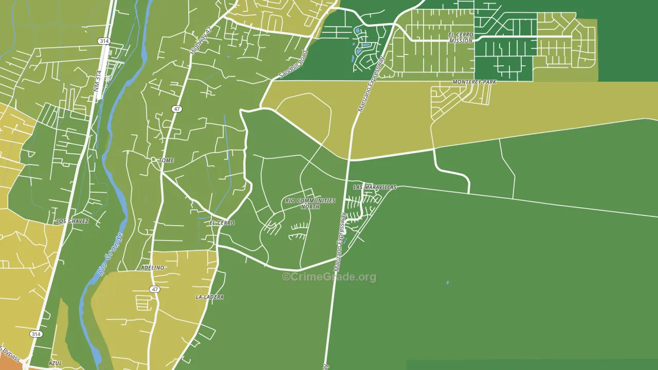 El Cerro, NM Map of Burglary Rates