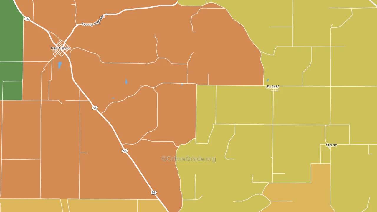 El Dara, IL Map of Burglary Rates