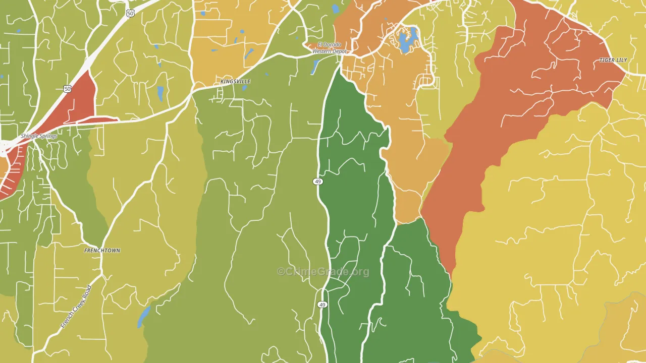 El Dorado, CA Map of Burglary Rates