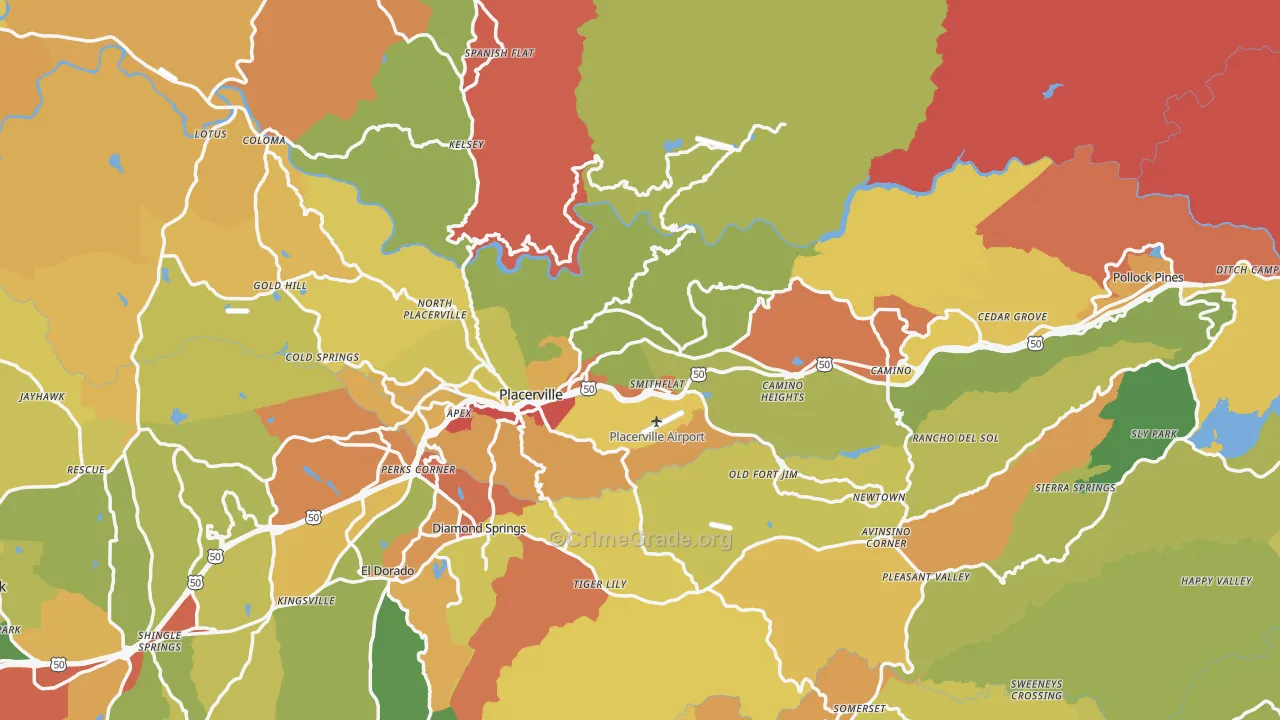 El Dorado County, CA Map of Burglary Rates