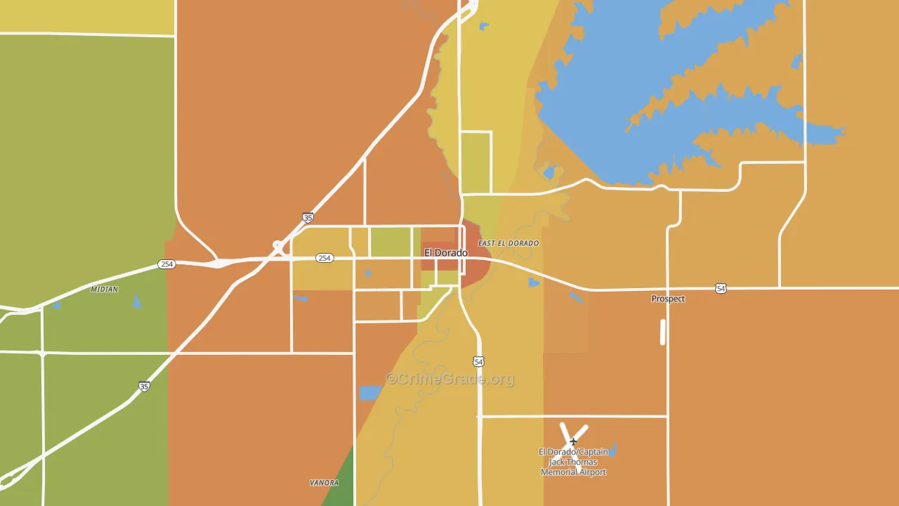 El Dorado, KS Map of Burglary Rates