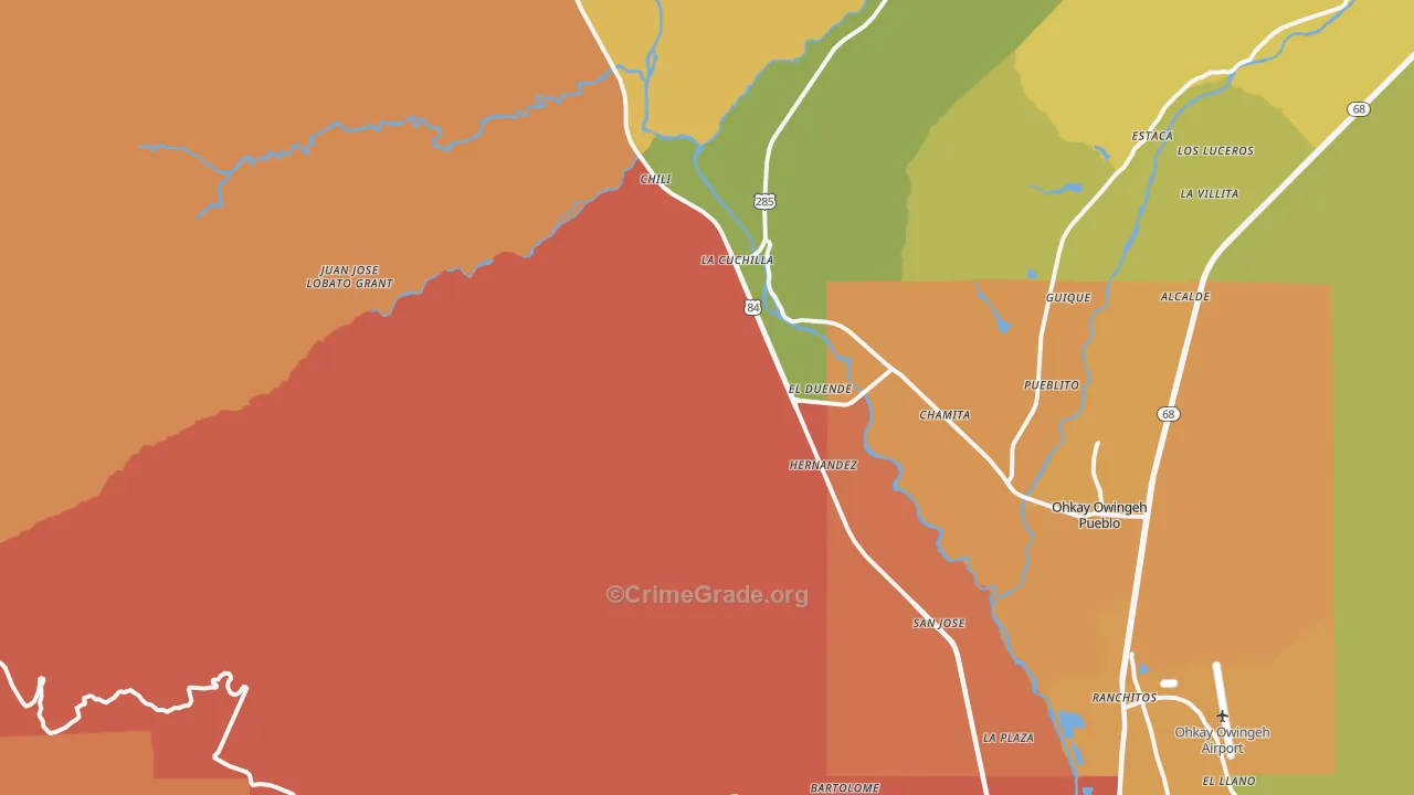 El Duende, NM Map of Burglary Rates