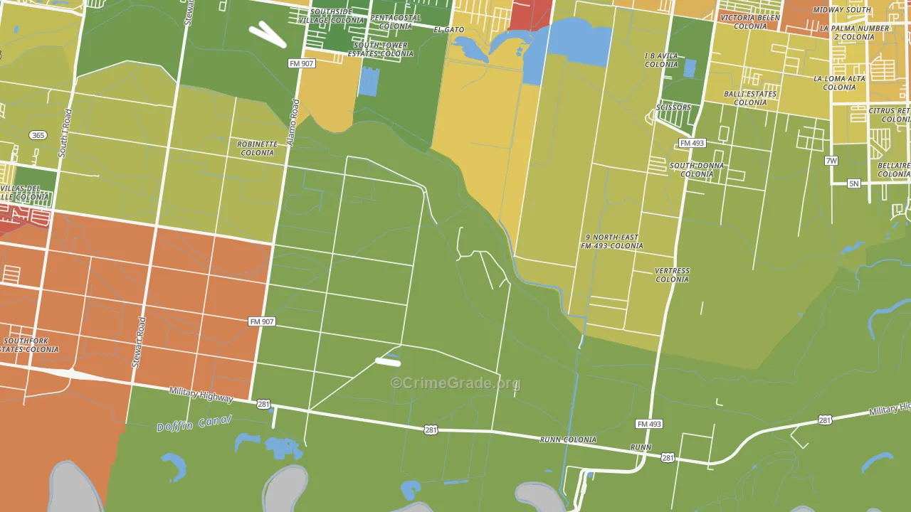 El Gato, TX Map of Burglary Rates