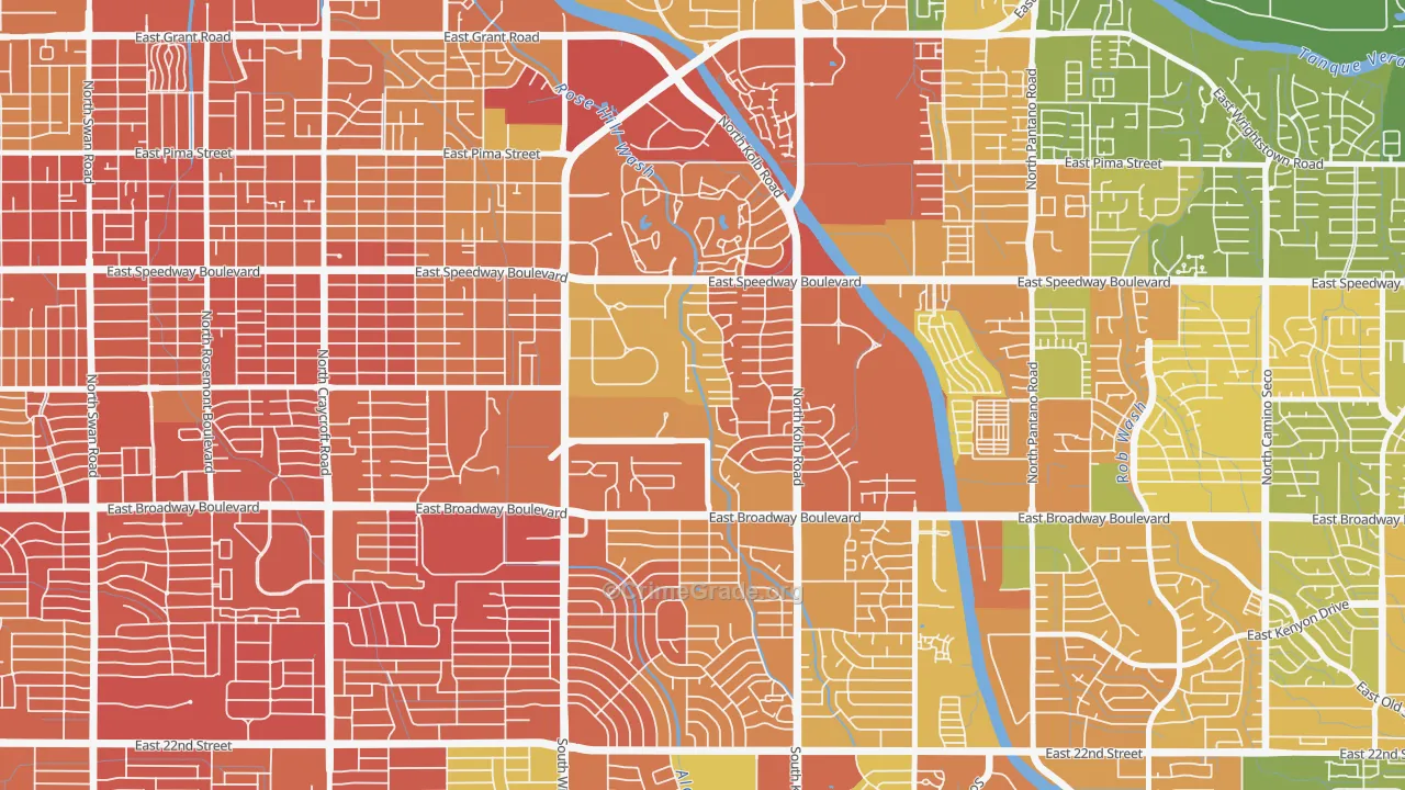 El Gheko, Tucson, AZ Map of Burglary Rates