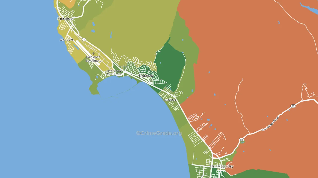 El Granada, CA Map of Burglary Rates