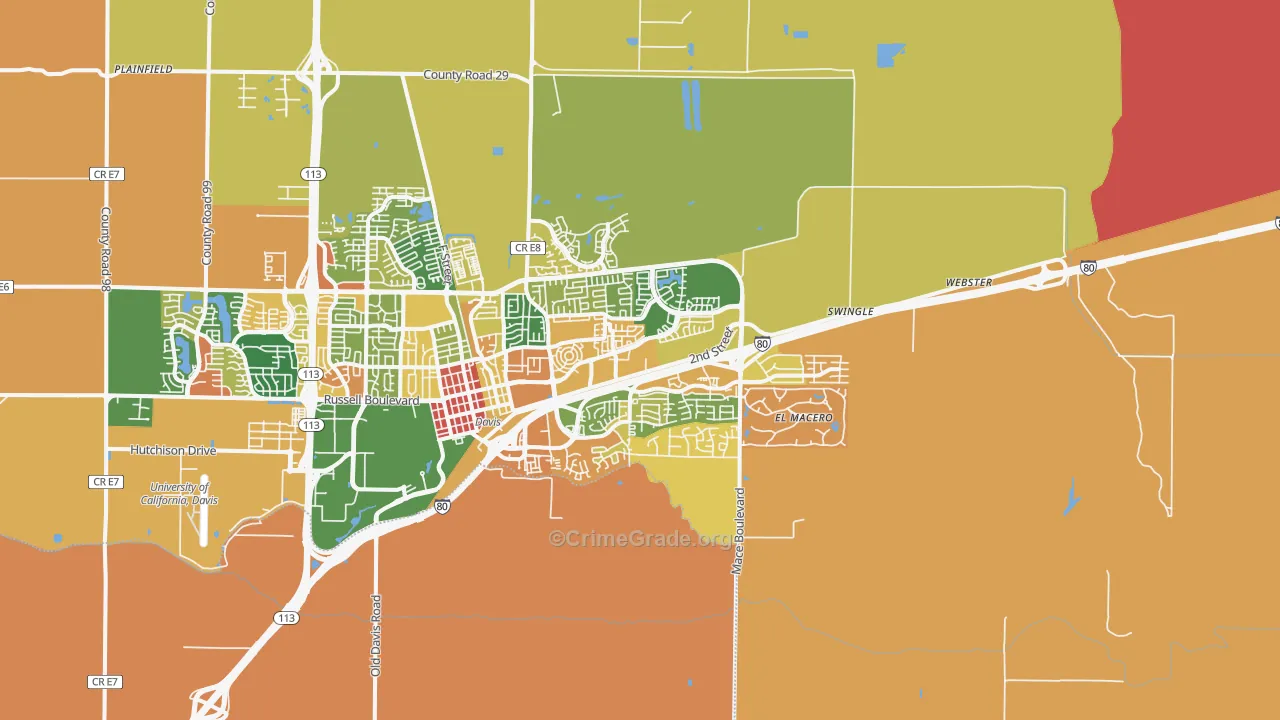 El Macero, CA Map of Burglary Rates