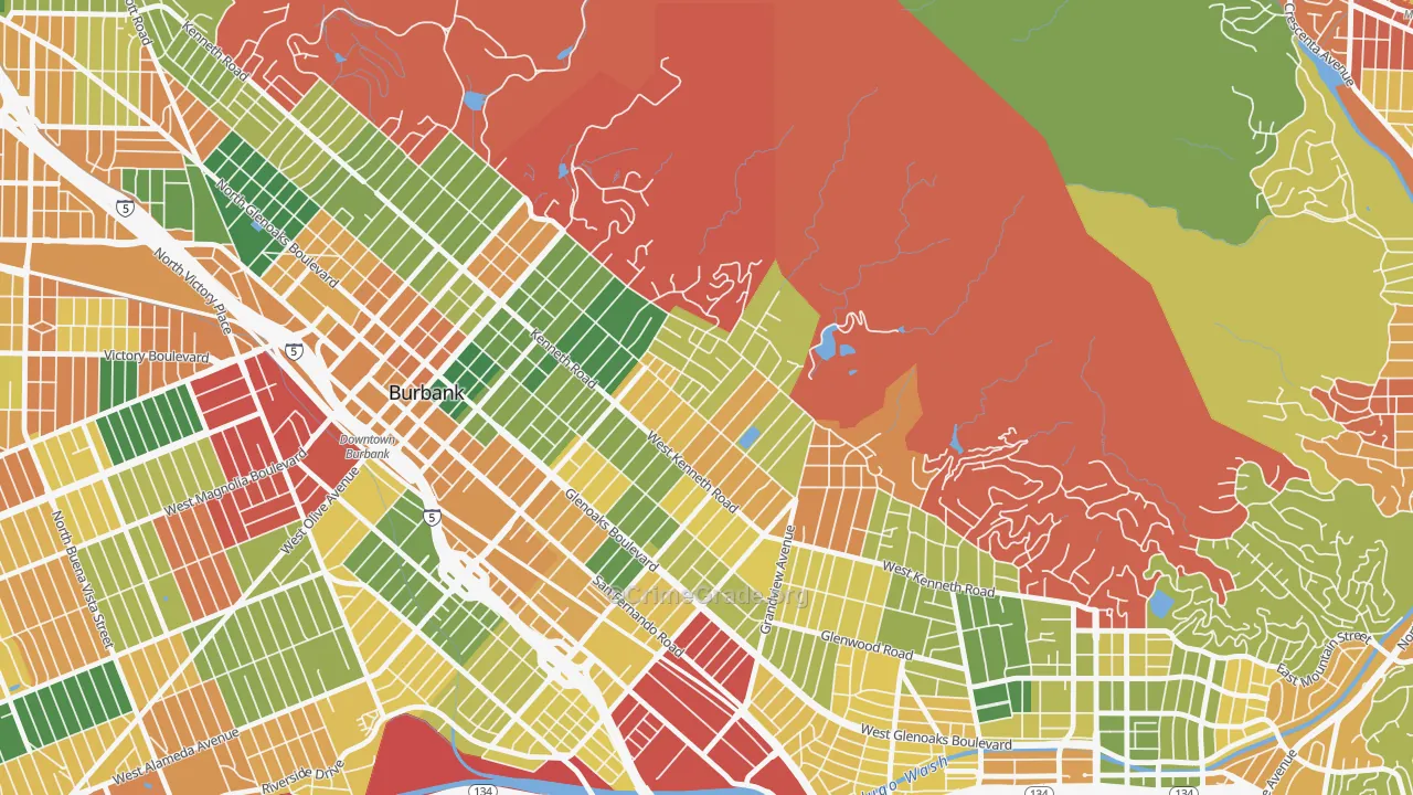 El Miradero, Glendale, CA Map of Burglary Rates