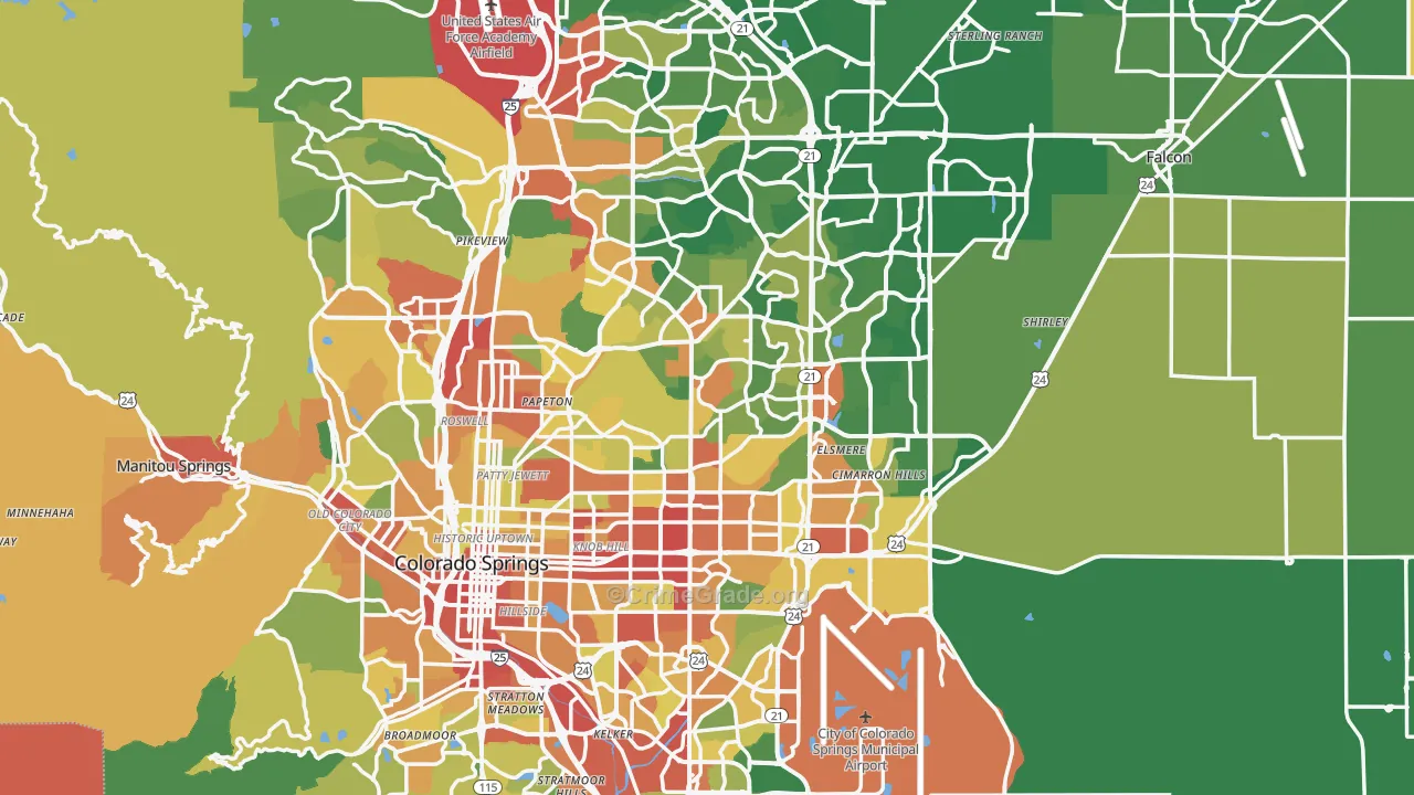 El Paso County, CO Map of Burglary Rates