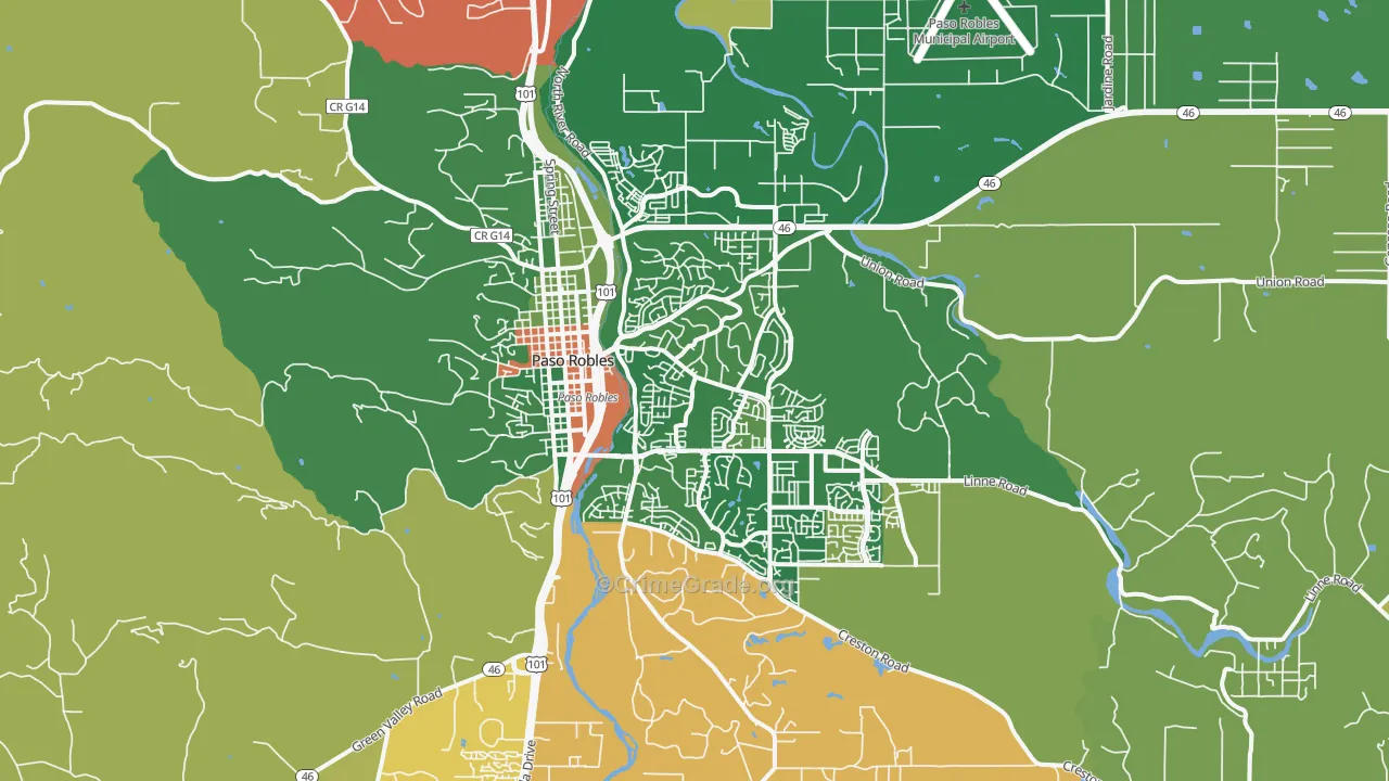El Paso de Robles, CA Map of Burglary Rates