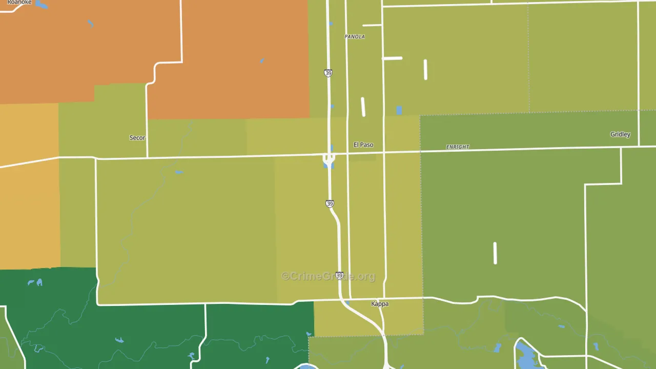 El Paso, IL Map of Burglary Rates