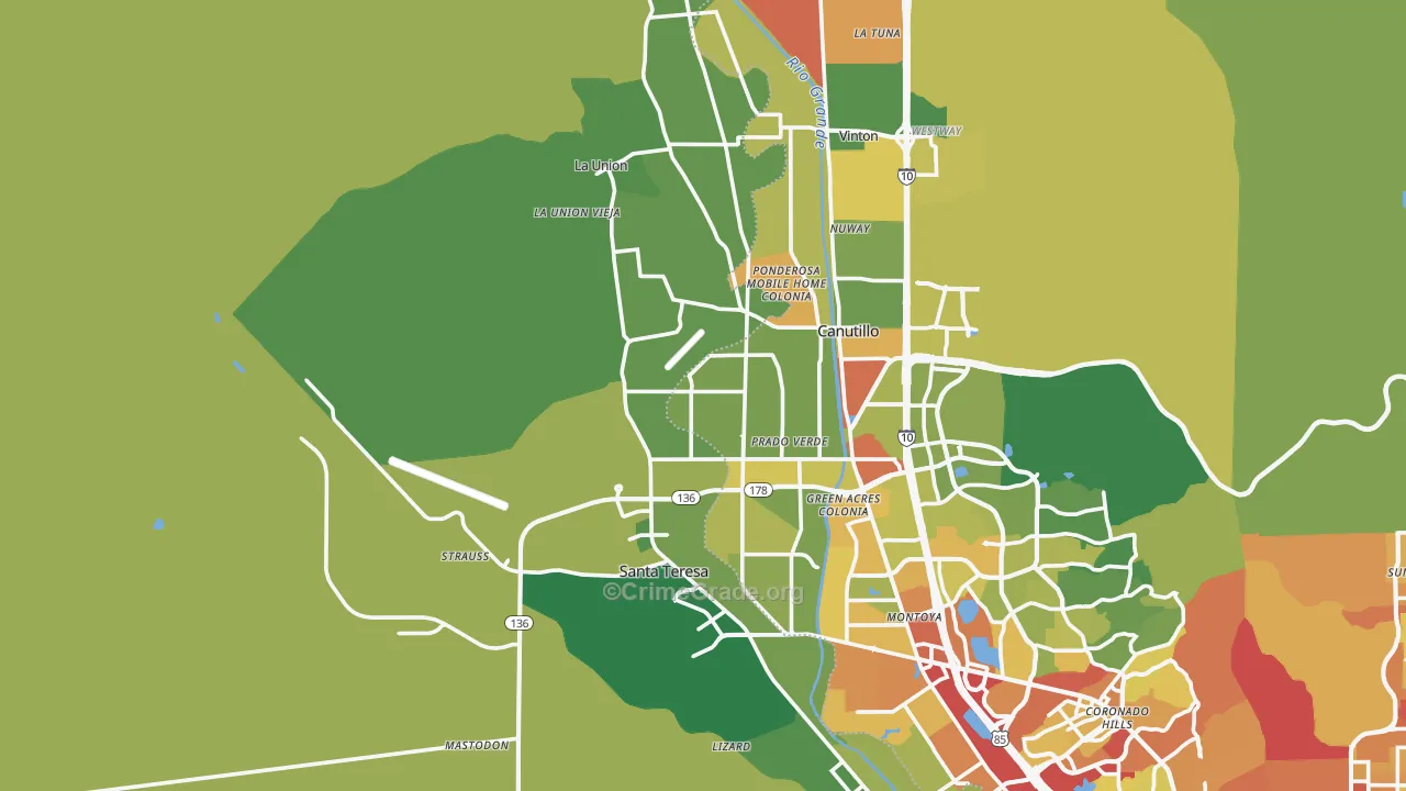 El Paso, NM Map of Burglary Rates