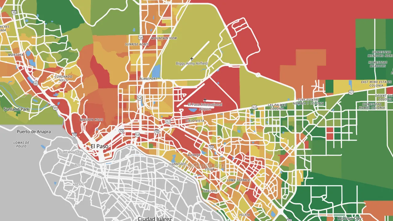 El Paso, TX Map of Burglary Rates