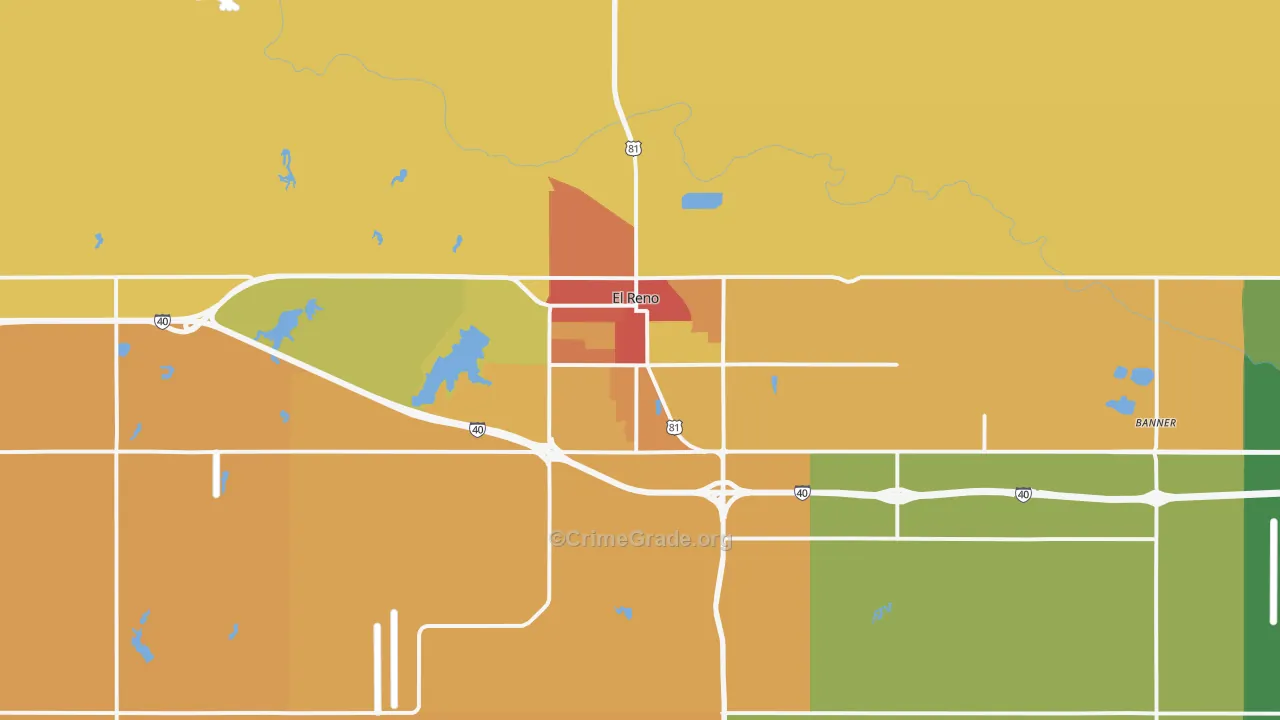 El Reno, OK Map of Burglary Rates