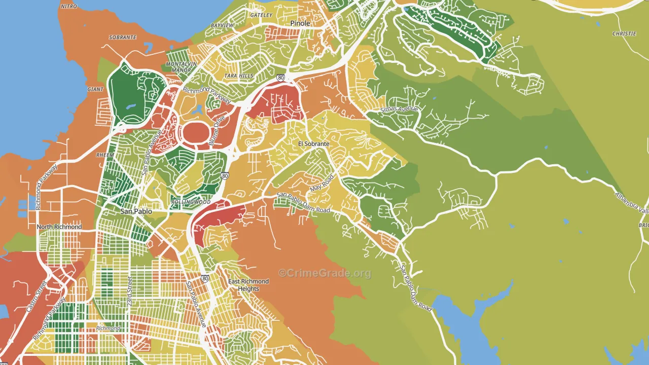 El Sobrante, CA Map of Burglary Rates
