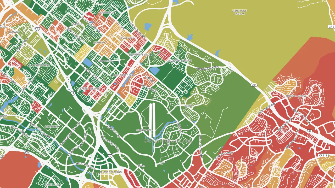 El Toro Marine Air Station, Irvine, CA Map of Burglary Rates