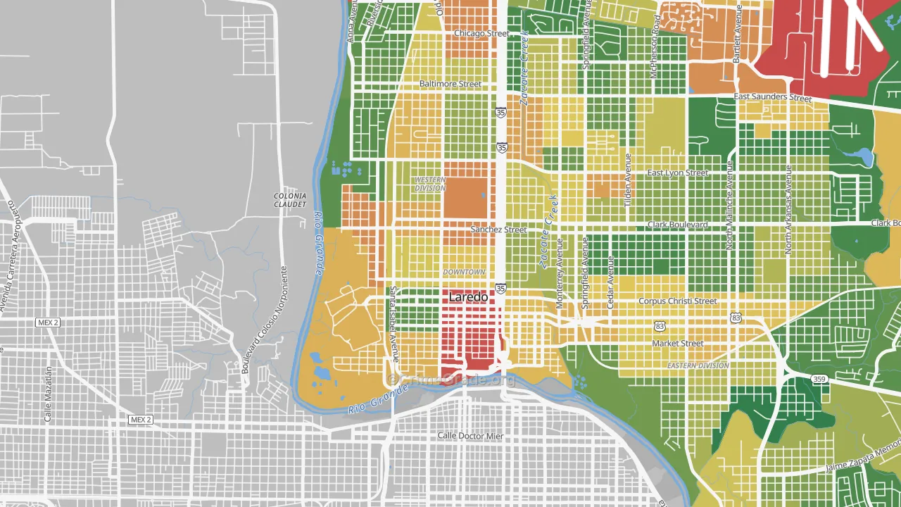 El Trece, Laredo, TX Map of Burglary Rates
