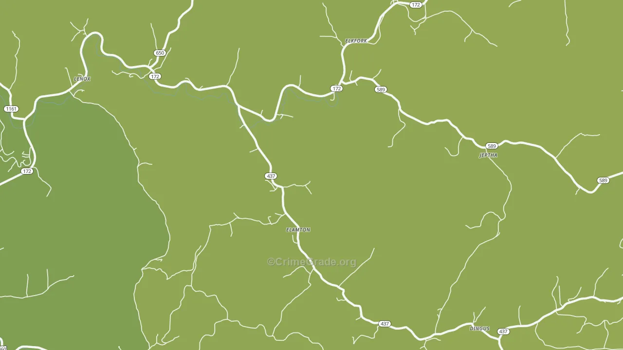 Elamton, KY Map of Burglary Rates