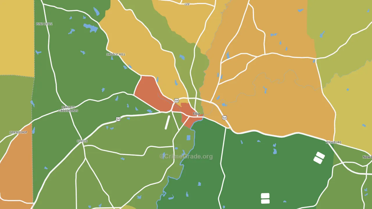 Elba, AL Map of Burglary Rates