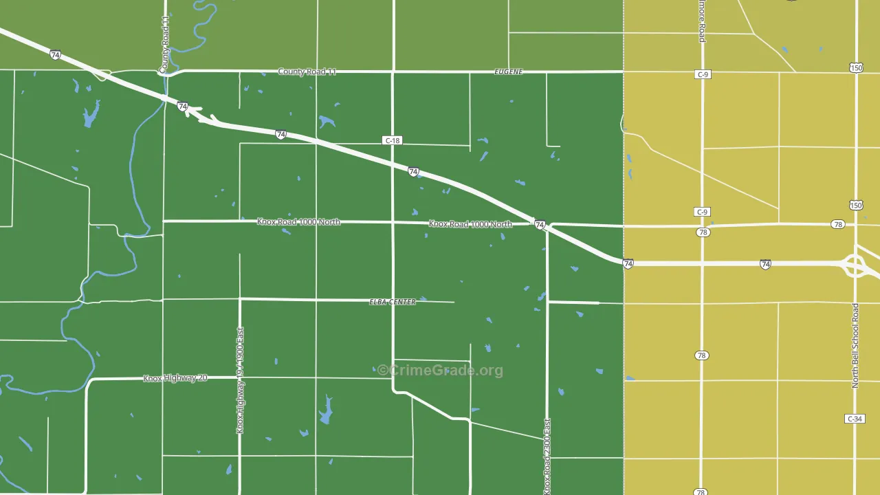 Elba Center, IL Map of Burglary Rates