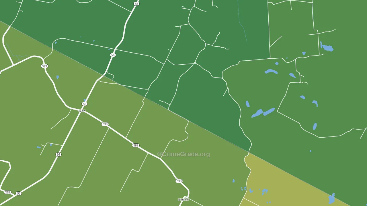 Elba, KY Map of Burglary Rates