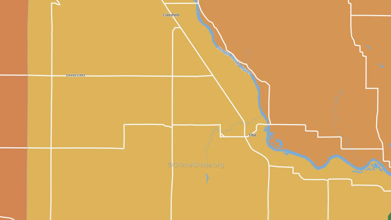 Elba, NE Map of Burglary Rates