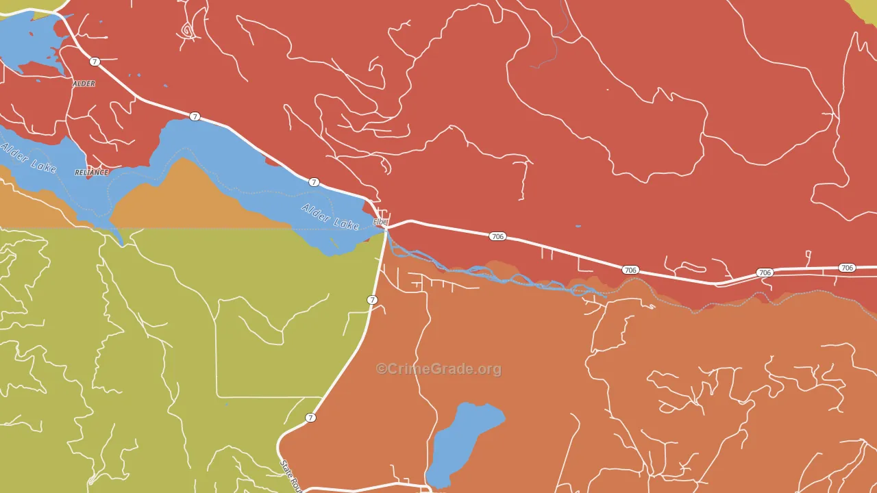 Elbe, WA Map of Burglary Rates