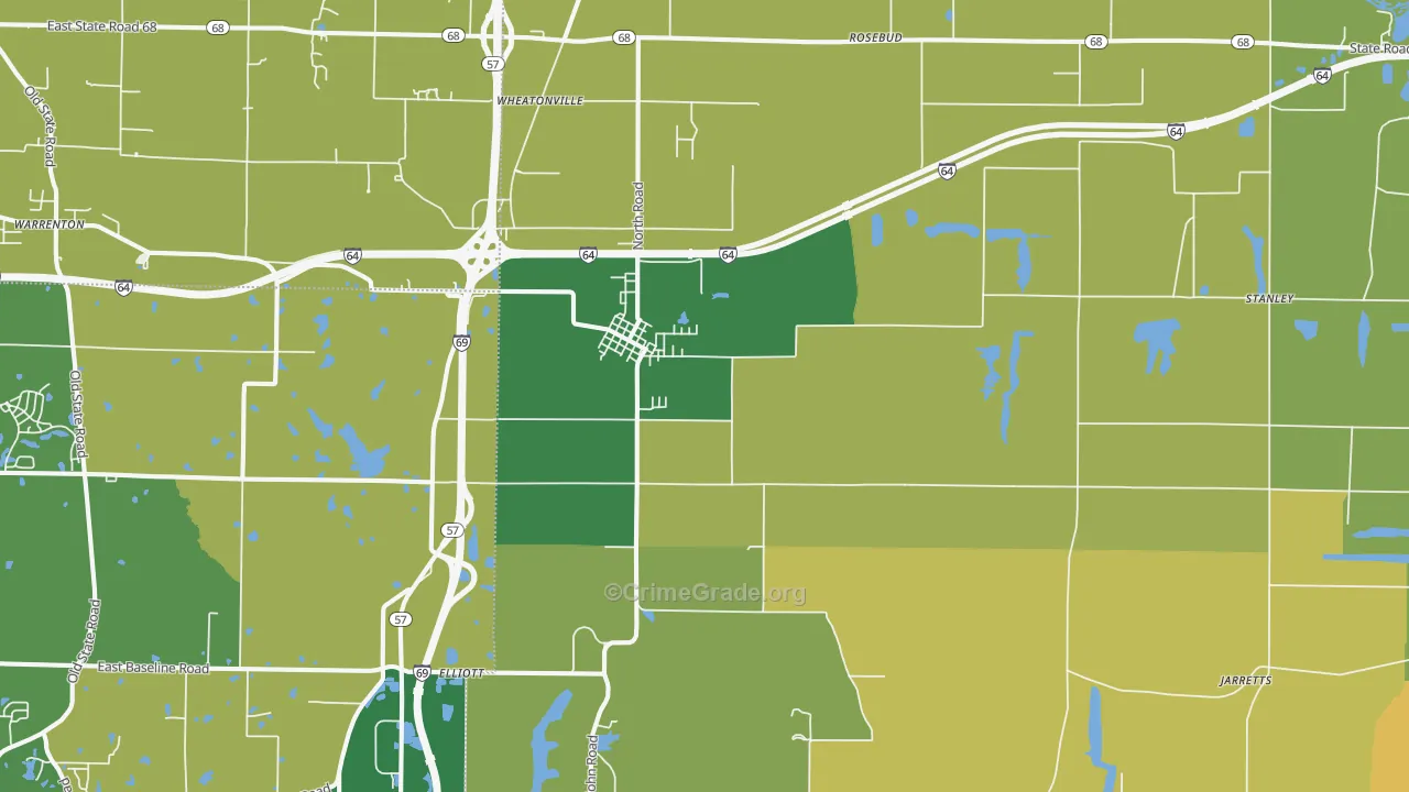 Elberfeld, IN Map of Burglary Rates