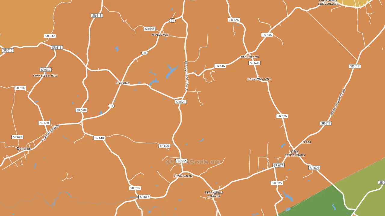 Elberon, VA Map of Burglary Rates