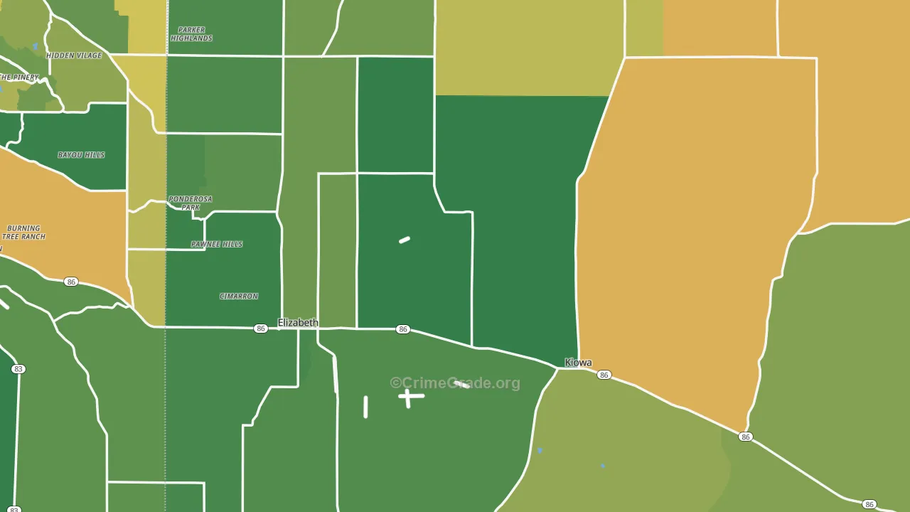 Elbert County, CO Map of Burglary Rates