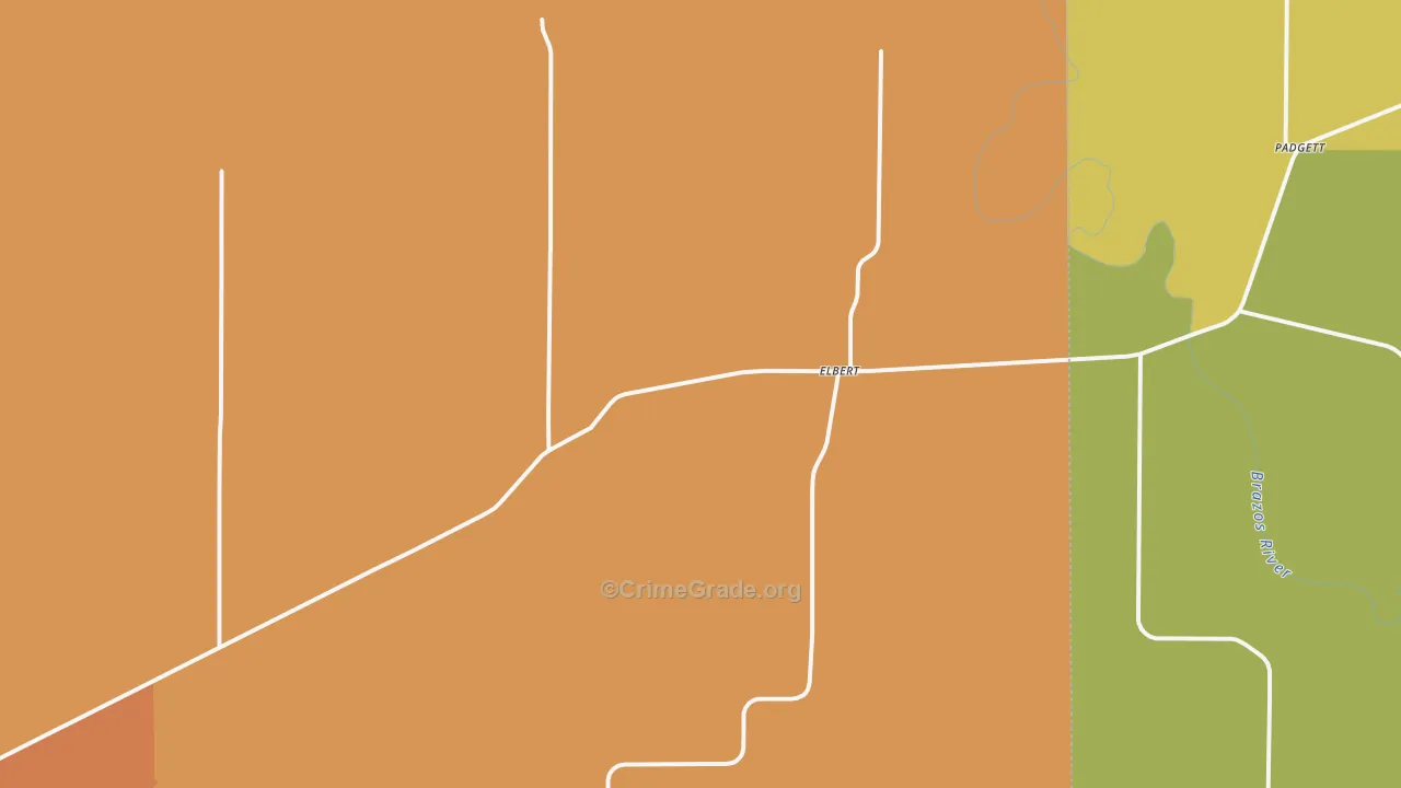 Elbert, TX Map of Burglary Rates
