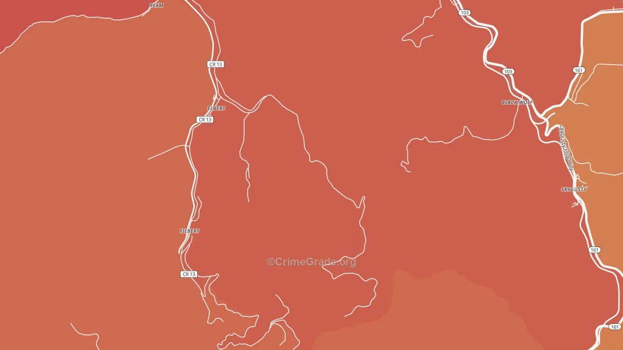 Elbert, WV Map of Burglary Rates